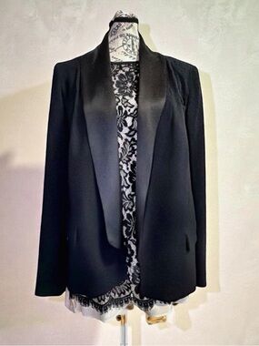 Haute Hippie Black Tuxedo Blazer | Silk Lined Shawl Collar Jacket | Size 4